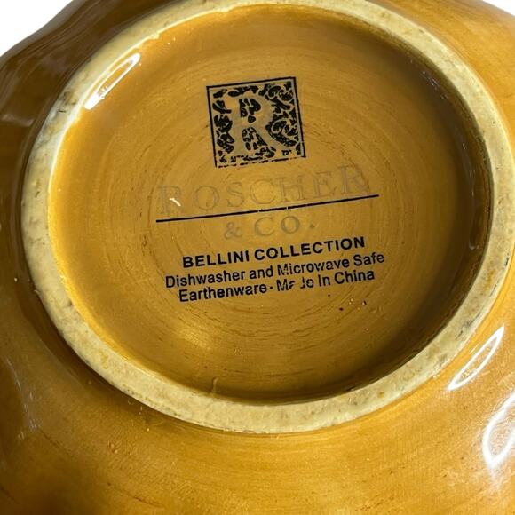 Set of 2 Vintage Roscher & Co. Bowls Bellini Collection Stoneware Green Yellow - Picture 10 of 11